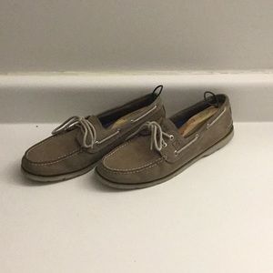 Sperry Leather Moc-Toe Gray Boat Shoes